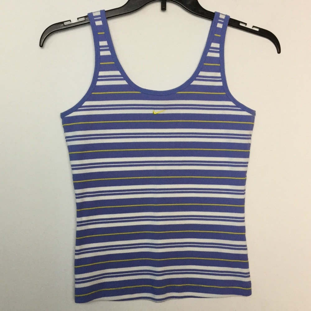 Nike M Tank Top Shirt Striped Purple Yellow NWOT - Picture 1 of 6